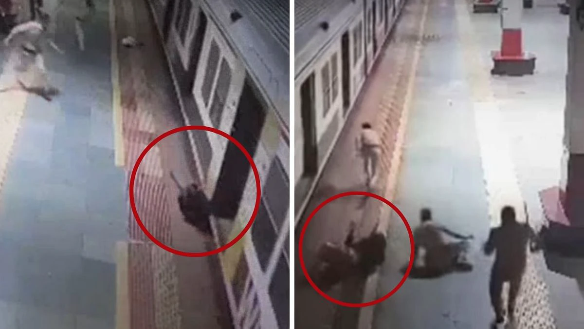 Mumbai News: Passenger Slips While Boarding Local Train At Borivali Station, Alert Home Guard Officials Save Life; Dramatic Rescue Video Surfaces