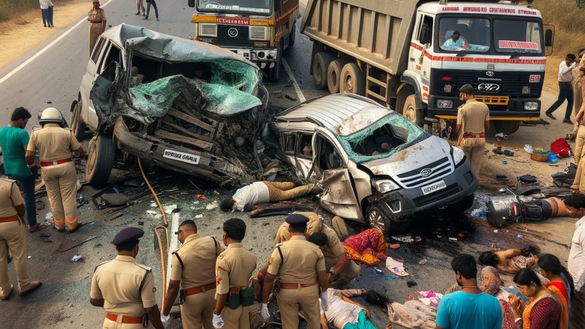 पिता की लाश लेकर लौट रहा था परिवार, डंपर से जा भिड़ी एंबुलेंस, बेटे-दामाद समेत तीन की मौत