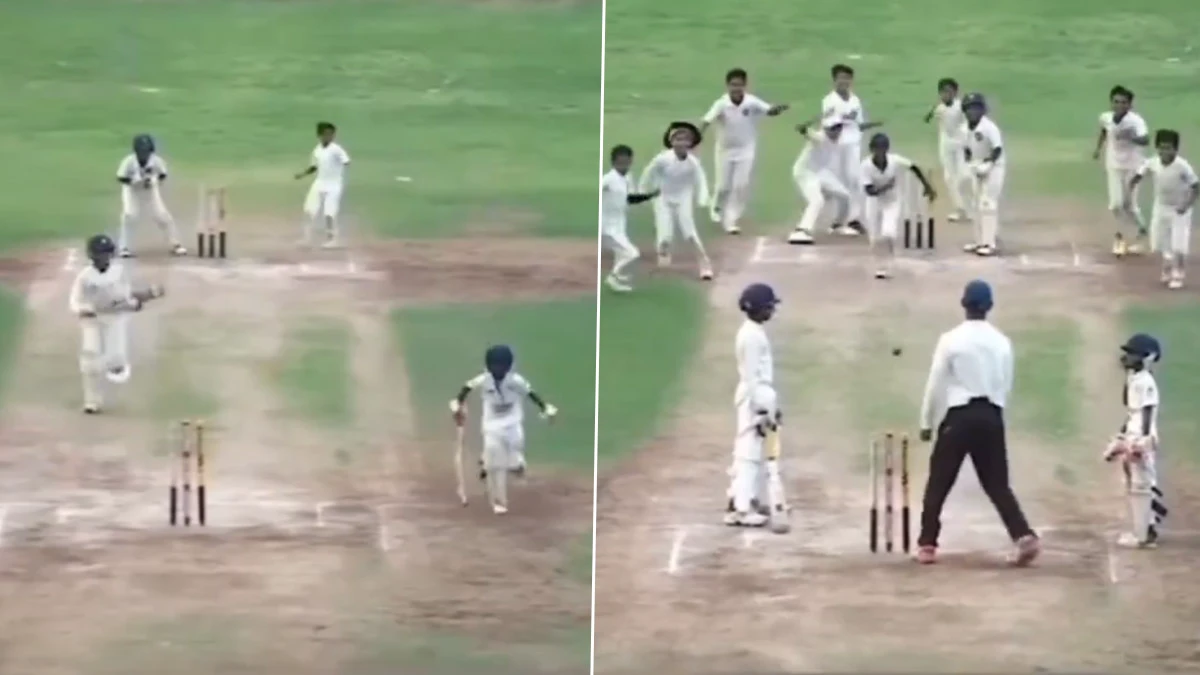 Comedy of Errors! Fielders Hilariously Fail To Run Out Batsman Despite Flurry of Opportunities During Children's Cricket Match, Video Goes Viral