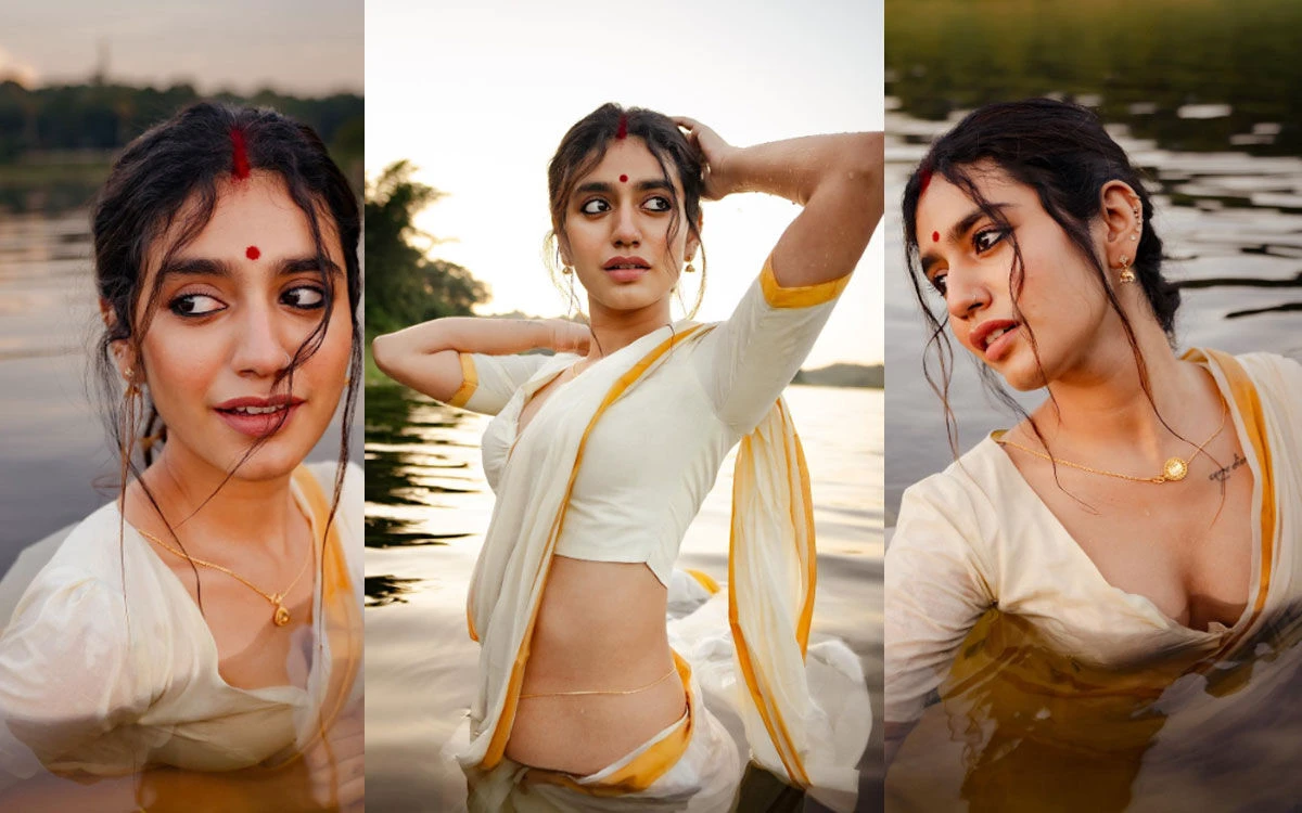 తెల్లచీరలో కాక రేపుతున్న ప్రియా ప్రకాశ్ వారియర్.. ఏమందంరా బాబు..!