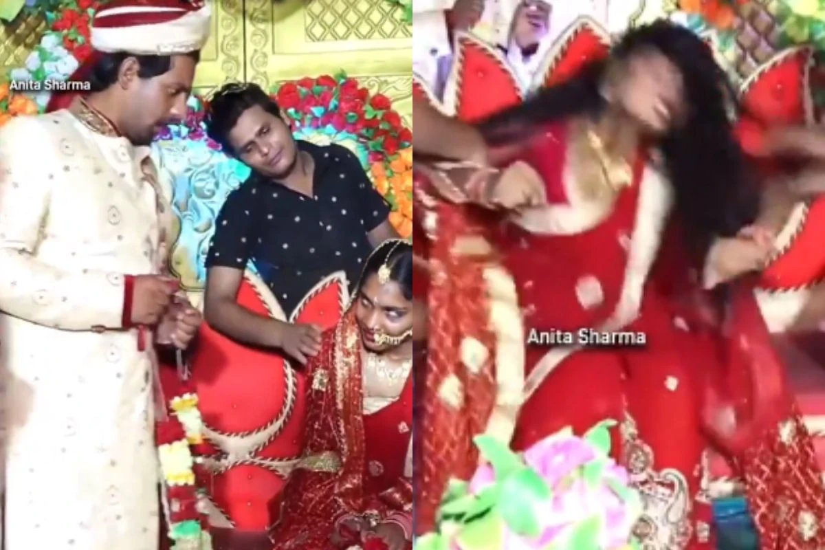 Viral Video: Weird! Bride Starts Behaving As if Possessed Ahead of Varmala, Groom's Reaction is Priceless; WATCH