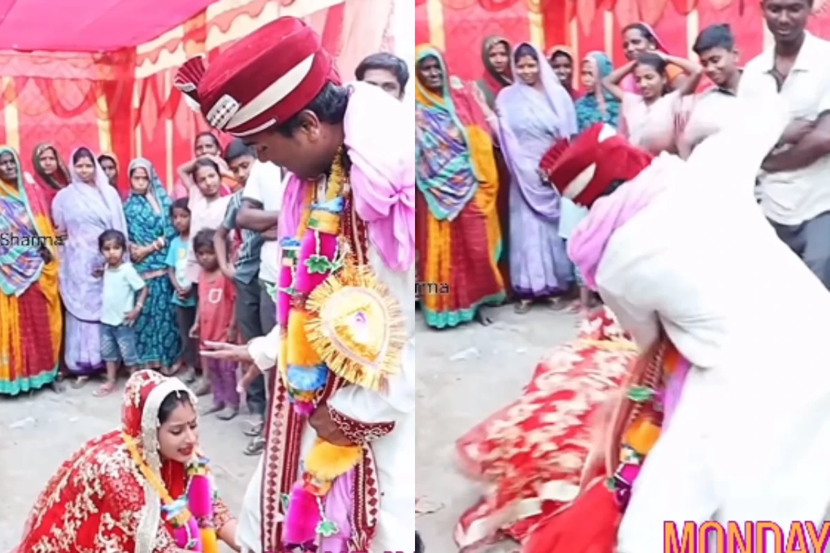 Bride Groom Viral Video: Rogue Groom Hits Bride for Not Getting Bike in Dowry; Watch How Her Relatives React