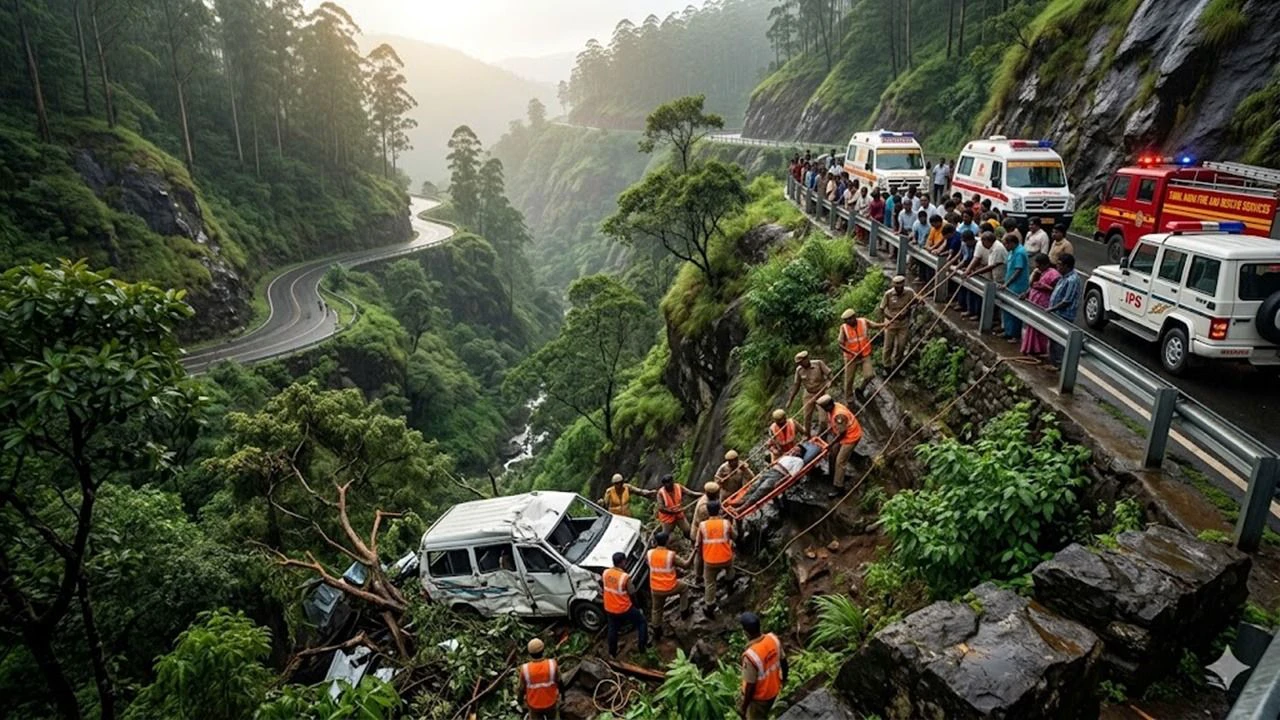 तमिलनाडु में बड़ा हादसा, गहरी खाई में गिरी पर्यटकों की वैन और 9 लोगों की मौत