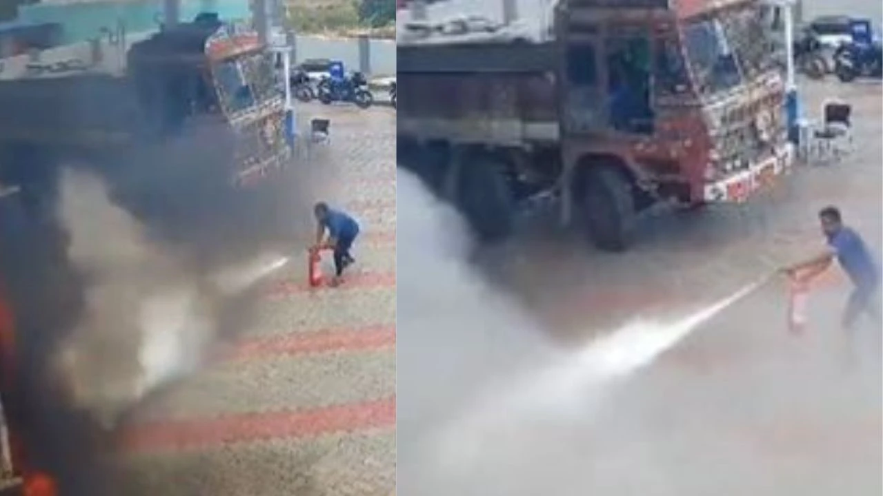 'Real hero': Employee single-handedly puts out fire at petrol pump; earns praise