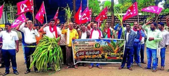 ಹಾಸನ ಜಿಲ್ಲೆಯನ್ನು ಬರಪೀಡಿತ ಜಿಲ್ಲೆ ಎಂದು ಘೋಷಿಸಲು ರೈತ ಸಂಘದ ಪ್ರತಿಭಟನೆ
