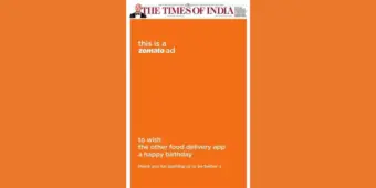 Zomato wishes rival Swiggy on birthday with minimalist print ad celebrating healthy competition