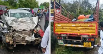 ಶಿಕಾರಿಪುರ: ಭೀಕರ ರಸ್ತೆ ಅಪಘಾತದಲ್ಲಿ ದಂಪತಿ ಸಹಿತ ನಾಲ್ವರು ಮೃತ್ಯು; ಓರ್ವ ಗಂಭೀರ
