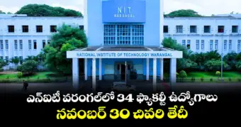 ఎన్ఐటీ వరంగల్‌లో 34 ఫ్యాకల్టీ ఉద్యోగాలు.. నవంబర్ 30 చివరి తేదీ