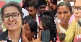 ജാര്‍ഖണ്ഡില്‍ എത്തിയ ഇടത് വിദ്യാര്‍ത്ഥി നേതാവ് നേഹ ബോറയ്‌ക്കെതിരെ വിദ്യാര്‍ത്ഥികളുടെ വന്‍ പ്രതിഷേധം ഇവിടെ രാഷ്‌ട്രീയം വേണ്ടെന്ന് വിദ്യാര്‍ത്ഥികള്‍