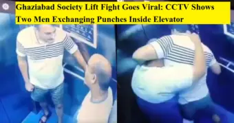 Ghaziabad Society Lift Fight Goes Viral: CCTV Shows Two Men Exchanging Punches Inside Elevator