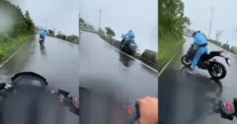 Biker Loses Control On Slippery Hill Road In West Bengal, Terrifying Video Goes Viral