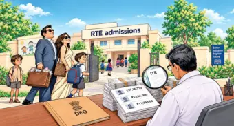 35 admissions under scannerParents reporting annual incomes of up to Rs 27 lakh secure Class 1 seats under Rs 6 lakh eligibility limit; four city schools flag 35 cases to DEO