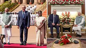 ಪ್ರಧಾನಿ ನರೇಂದ್ರ ಮೋದಿ, ಸ್ವಿಸ್ ಅಧ್ಯಕ್ಷೆ ಪರ್ಮಾಲಿನ್  ಮತ್ತು ರಾಷ್ಟ್ರಪತಿ ದ್ರೌಪದಿ ಮುರ್ಮು