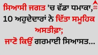 Political Reshuffle: ਸਿਆਸੀ ਜਗਤ 'ਚ ਵੱਡਾ ਧਮਾਕਾ, 10 ਅਹੁਦੇਦਾਰਾਂ ਨੇ ਦਿੱਤਾ ਸਮੂਹਿਕ ਅਸਤੀਫ਼ਾ; ਜਾਣੋ ਕਿਉਂ ਗਰਮਾਈ ਸਿਆਸਤ...