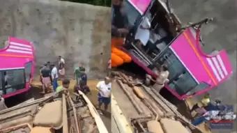 മലപ്പുറത്ത് നടുറോഡില്‍ കാറിന് മുകളിലേയ്ക്ക് ബസ് തലകീഴായി മറിഞ്ഞു: ഒരു മരണം, നിരവധിപേര്‍ക്ക് പരിക്ക്, ബസ് രണ്ടായി പിളര്‍ന്നു