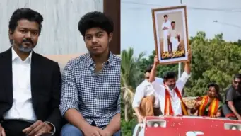 Vijay Flaunts Son Jason Sanjay's 'Sigma' Frame During Madhurandhagam Roadshow