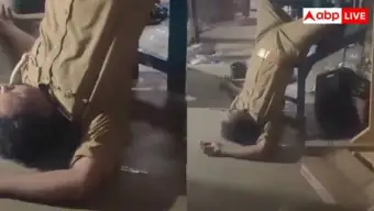 टांगें ऊपर धड़ नीचे, नशे में उल्टे मिले दारोगा जी; वीडियो वायरल