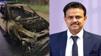तेलंगाना में भीषण सड़क हादसा, डिवाइडर से टकराकर आग का गोला बनी वोल्वो कार, न्यूरोसर्जन की जिंदा जलकर मौत