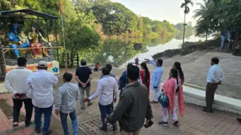 प्रभाग क्र. ८ व ९ मधील सर्व गणेश विसर्जन घाटांच्या तयारीचा  उपमहापौर परशुराम वाडेकर यांनी घेतला आढावा