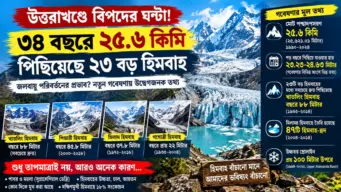 বিপদে উত্তরাখণ্ডের ২৩ বড় হিমবাহ! গলে জল ২৬ কিমি বরফ, গবেষণায় চাঞ্চল্যকর তথ্য