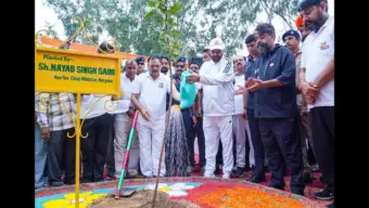 CM Nayab Saini Plants Saplings Under 'Ek Ped Maa Ke Naam' Campaign on PM Modi's Birthday