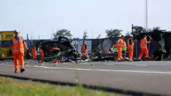 At least eight injured as coach carrying German high-school students crashes in Netherlands