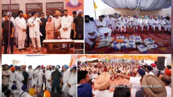 Sukhbir Singh Badal distributes 1,000 quintals of wheat to 300 hailstorm struck farmers and farm labourers in Gidderbaha
