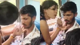 Caught on Camera: Woman and Fellow Train Passengers Force Bangles and Lipstick on Man Accused of Harassment