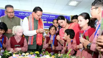 Uttarakhand CM Dhami Celebrates Birthday with Children with Disabilities, Gets Emotional as His Eyes Well Up with Tears