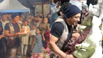 Salman Khan performs Ganpati aarti in wrong direction during Ganesh visarjan Arpita Khan guides him fans praise the sibling moment Watch