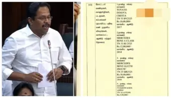 2 பென்ஸ் கார் உட்பட 4 சொகுசு கார் வச்சிக்கிட்டே இனோவா கார் கேட்ட தவெக எம்எல்ஏ. சட்டசபையில் ருசிகரம். வேட்புமனு தாக்கல் வெளியானதால் பரபரப்பு..!!