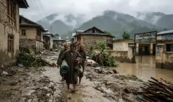 Heavy Rain Causes Flash Floods in Jammu and Kashmir