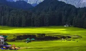 খাজিয়ার ভ্রমণ: দেবদারু বনের মাঝে হিমাচলের সবুজ পাহাড়ি প্রান্তর।