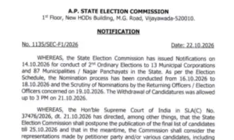 ఏపీ మున్సిపల్ ఎన్నికల్లో కీలక మార్పులు.. నాలుగు పట్టణ స్థానిక సంస్థల్లో నామినేషన్లకు మరో అవకాశం..