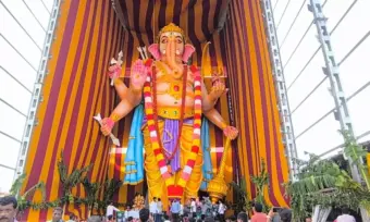 Machilipatnam: మంగినపూడి తీరంలో 63 అడుగుల మహాగణపతి శోభ!