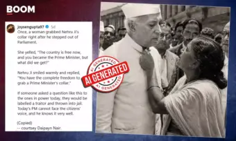 Viral Photo Of Woman Grabbing Jawaharlal Nehru's Collar Is AI-Generated