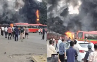 Sion Bus Depot Fire - शीवमधील आणिक बस आगारात अग्नीतांडव, 10 बसेस जळून खाक