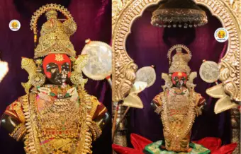 विजयादशमीच्या निमित्ताने श्री विठ्ठल आणि रुक्मिणी मातेस पारंपारिक विजयालक्ष्मी पोशाखासह अलंकार परिधान