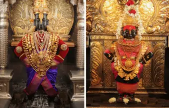 Pandharpur News - श्री गौरी आगमननिमित्त श्री विठ्ठल आणि रुक्मिणी मातेस व महालक्ष्मी मातेस पारंपरिक अलंकार परिधान