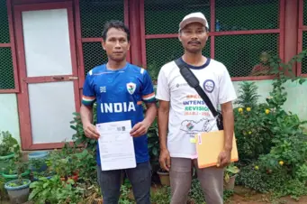 Meghalaya: Champion footballer Klingson D. Marak receives enumeration form during electoral roll revision