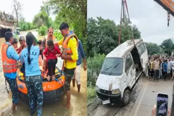 नलखेड़ा में उफनते नाले में कार बही, 3 बच्चों समेत 8 श्रद्धालुओं की मौत
