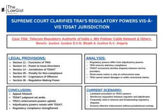 SUPREME COURT CLARIFIES TRAI'S REGULATORY POWERS VIS-À-VIS TDSAT JURISDICTION
