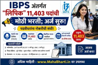 मुदतवाढ-IBPS अंतर्गत "लिपिक" 11,403 पदांची मोठी भरती; अर्ज सुरु!! IBPS CRP Clerk Recruitment 2026