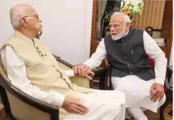 "Decades of public service left lasting imprint": PM Modi meets LK Advani as he completes 25 years as head of government