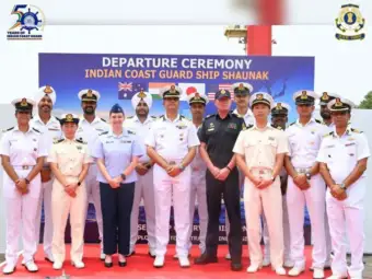 Indian Coast Guard ship Shaunak sails from Chennai as QUAD-at-Sea Ship Observer Mission begins