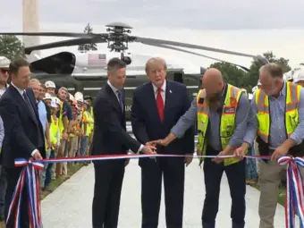 Trump inaugurates new White House South Lawn helipad, departs on Marine One for first-ever flight from newly built facility