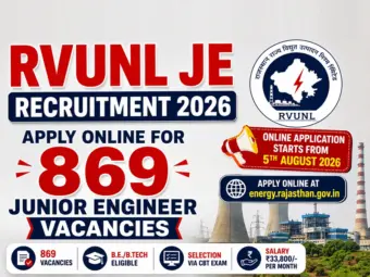 RVUNL JE Recruitment 2026: Apply Online for 869 Junior Engineer Vacancies at energy.rajasthan.gov.in