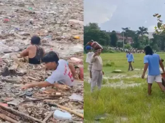 Nepal Floods Leave a Shocking Scene Behind: People Risk Lives for Goods Swept Away by Water