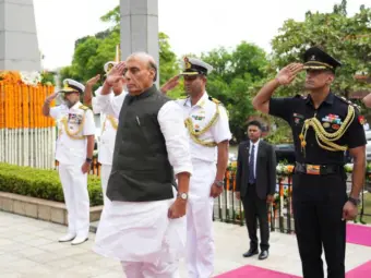 Defence Minister Rajnath Singh pays tribute to IPKF Memorial in Colombo, receives guard of honour