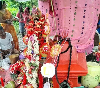 নন্দীগ্রামের মনসাতলায় শতাব্দীপ্রাচীন মা মনসার পুজো, মহিলাদের ঢাকের তালে উৎসবের আমেজ